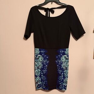 LC Lauren Conrad Black and Blue Floral Mini Dress